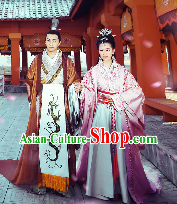 Chinese Imperial Emperor and Empress Clothes and Hair Accessories Complete Set