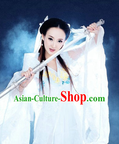 Chinese Female Superhero Costumes and Hair Accessories Complete Set
