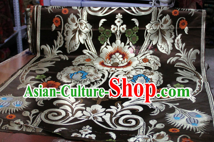 Chinese Traditional Black Brocade Embroidered Fabric Dresses Material