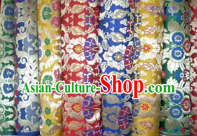 Chinese Tibetan Style Silk Brocade Embroidered Fabric Dress Material