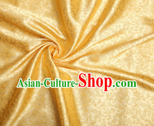 Yellow Chinese Traditional Dragon Brocade Fabric
