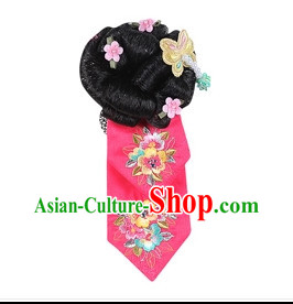 Korean Traditional Black Wig and Headbands