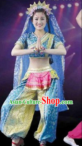 Chinese Indian Dance Costumes Complete Set for Women