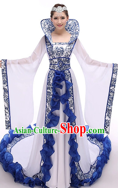 Chinese Empress Hanfu Costumes and Hair Accessories Complete Set for Women