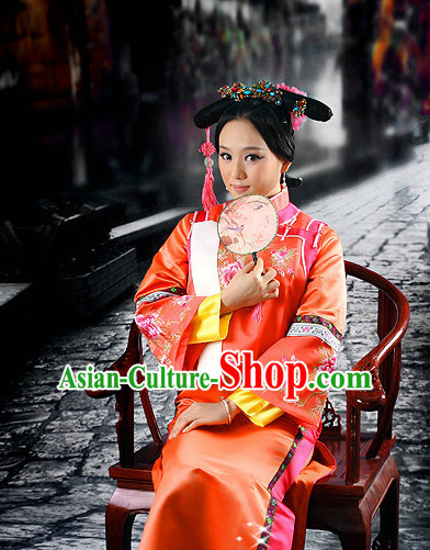 Chinese Traditional Princess Dress and Hat Complete Set for Brides
