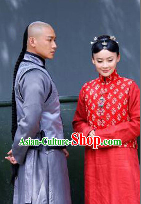 Chinese Traditional Mandarin Dress and Headpieces 2 Sets