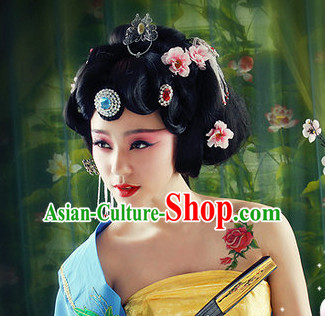 Chinese Traditional Handmade Empress Black Wig and Hair Ornaments
