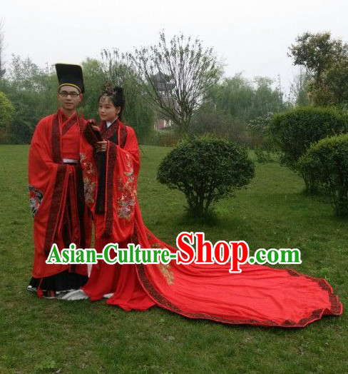 Traditional Chinese Hanzhuang Wedding Bridal Dress and Headpieces Free Delivery Worldwide