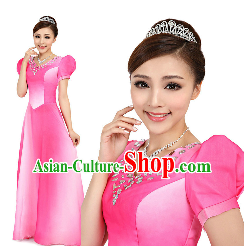 Asian Chinese Professional Stage Costumes Dance Stores Dance Gear Dance Attire and Hair Accessories Complete Set