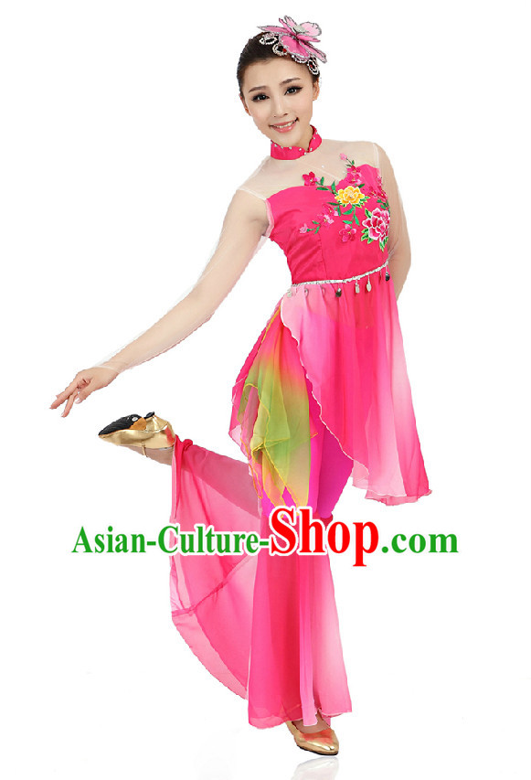 Chinese Classical Dancing Costumes Apparel Dance Stores Dance Gear Dance Attire and Hair Accessories Complete Set