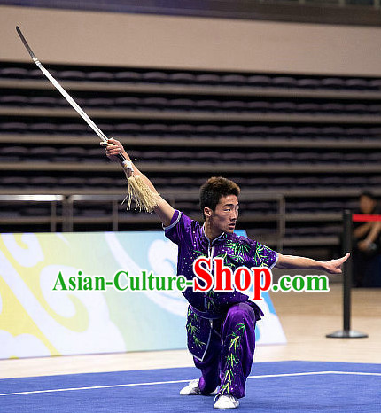 Top Embroidered Bamboo Martial Arts Uniform Supplies Kung Fu Southern Swords Broadswords Championship Competition Superhero Uniforms for Men