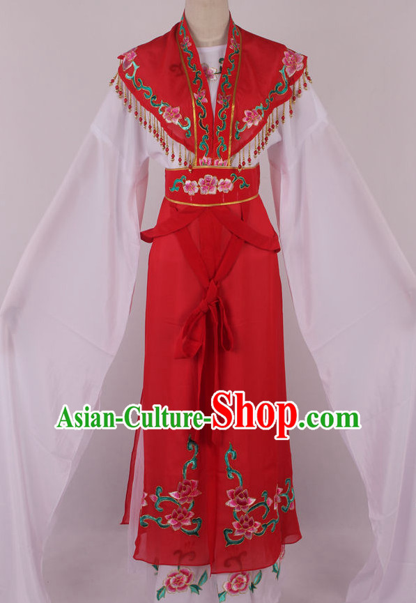 Chinese Beijing Opera Peking Opera Hua Tan Long Water Sleeve Dance Costumes Complete Set for Kids