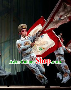 Chinese Theatrical Costume Beijing Opera Costumes Peking Opera Wu Sheng Warrior Costumes and Hat for Men