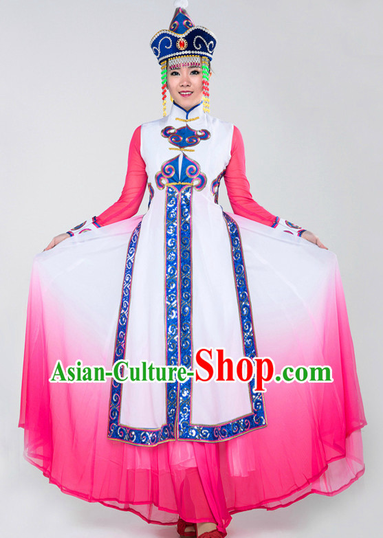 Asian China Mongolian Clothes and Hat Complete Set for Women