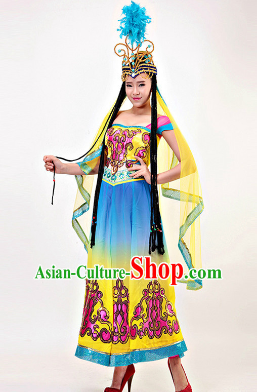 Professional Xinjiang Dance Costumes Fairy Costumes Tinkerbell Costume Salsa Costumes Flapper Costume Burlesque Girls Dancewear Dance Costumes for Competition