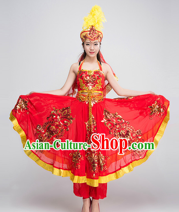 Chinese Xinjiang Dance Costumes Girls Dancewear Dance Costume for Competition