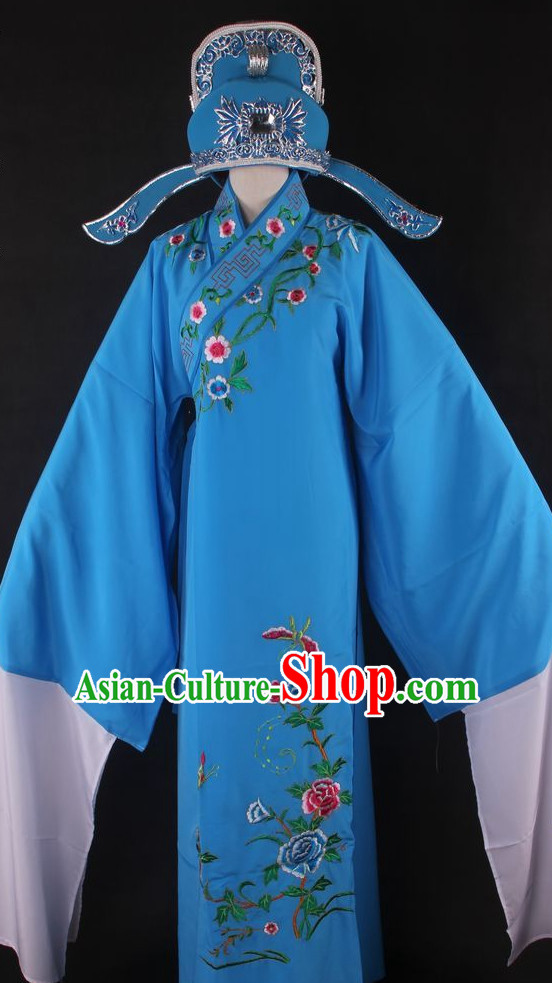 Chinese Culture Chinese Opera Costumes Chinese Cantonese Opera Beijing Opera Costumes Xiao Sheng Costumes and Hat Complete Set for Men