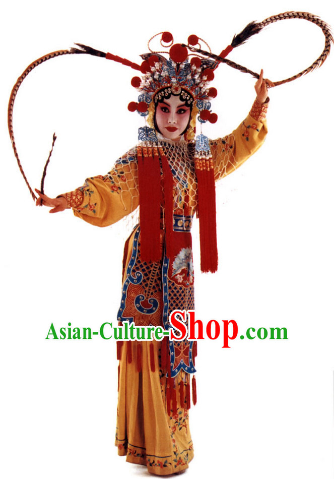 Chinese Culture Chinese Opera Costumes Chinese Cantonese Opera Beijing Opera Costumes Wu Tan Costumes and Hat Complete Set