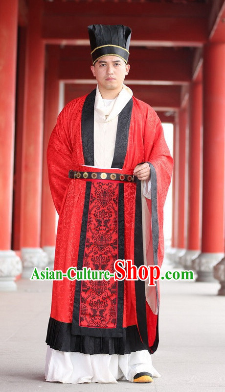Chinese Tang Wedding Dress and Accessories Complete Set for Bridegrooms