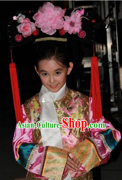 Traditional Ancient Chinese Princess Outfits and Headwear for Kids