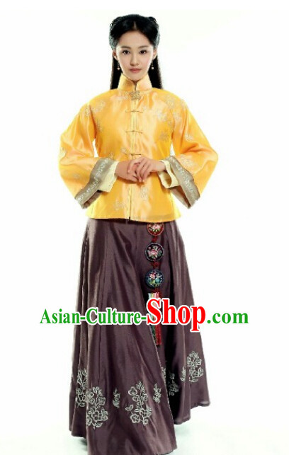Tradiitonal Chinese Minguo Time Mandarin Dress Complete Set for Women