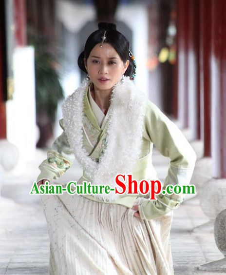 Chinese Ancient Ethnic Minority Princess Costumes and Headwear Complete Set for Women