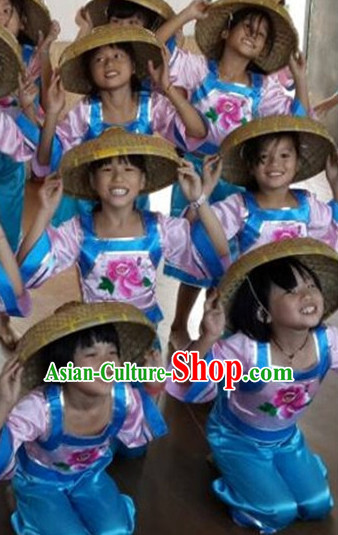 Chinese Kids Farmer Costumes Dancewear