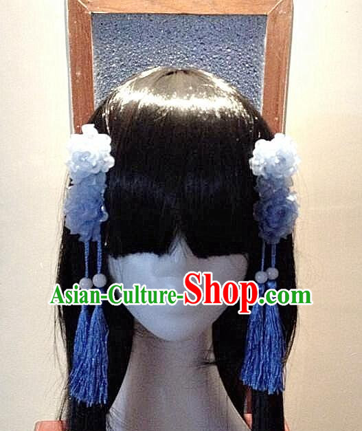 Chinese Style Female Long Wig and Flower Accessories