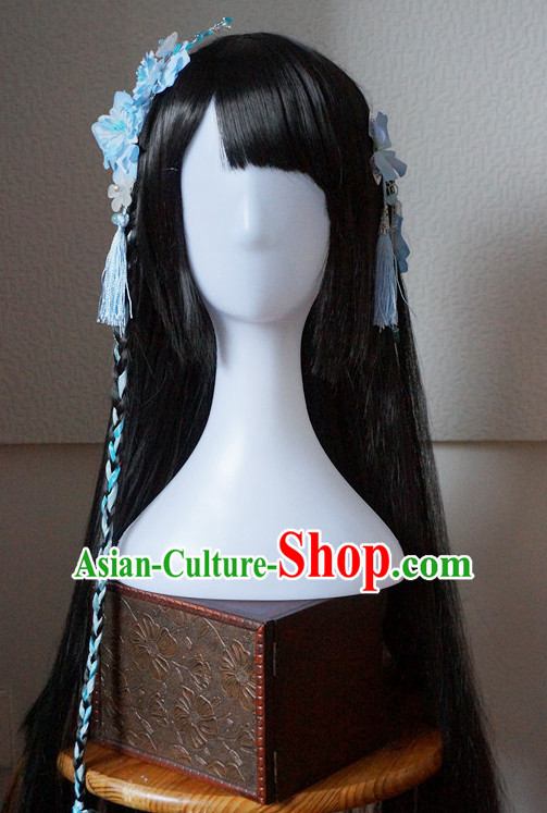 Traditional Chinese Costumes Wigs and Handmade Flower Hair Accessories Hair Jewelry