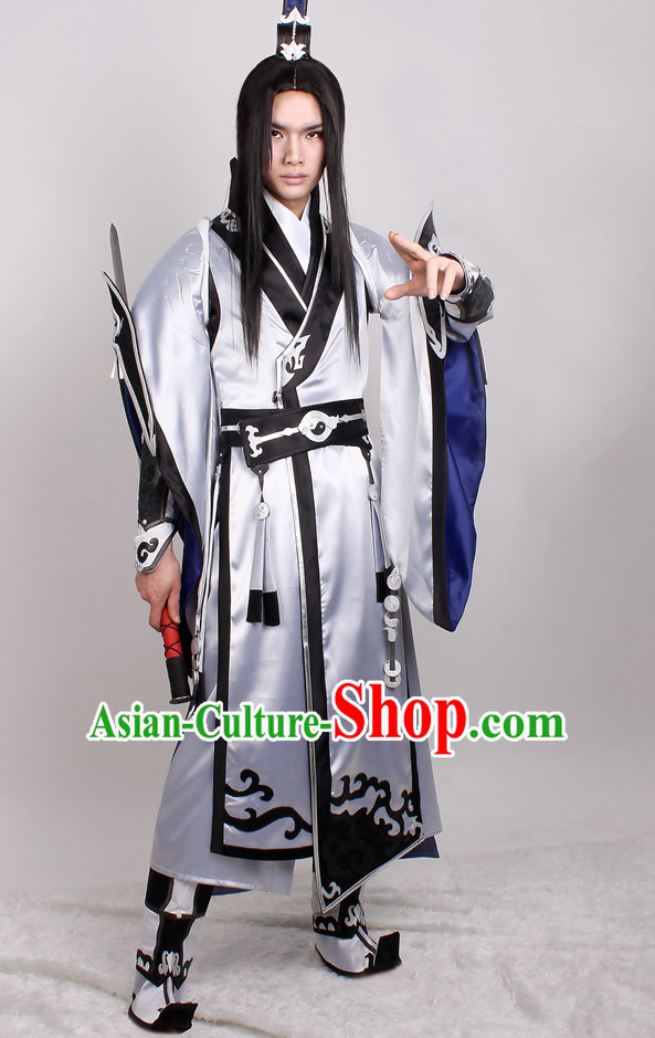 Asia Fashion Top Chinese Taoist Cosplay Wu Xia Chivalry Costumes Complete Set for Men