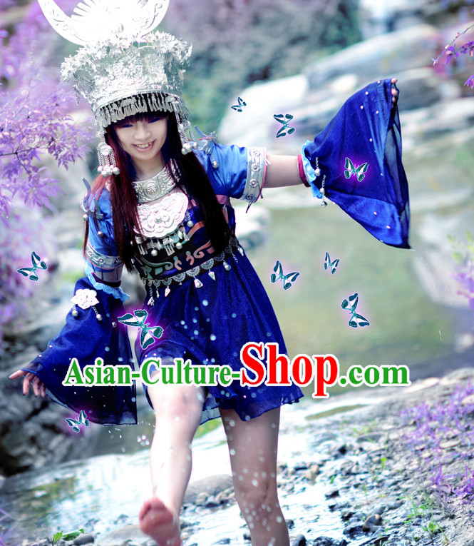 Asia Fashion Top Chinese Miao Ethnic Cosplay Halloween Costumes Complete Set