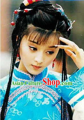 Chinese Qing Female Hair Accessories and Long Wigs