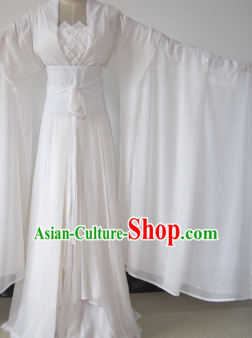 Chinese Ancient Xiao Long Nv Shen Diao Xia Lv White Hanfu Outfits for Women