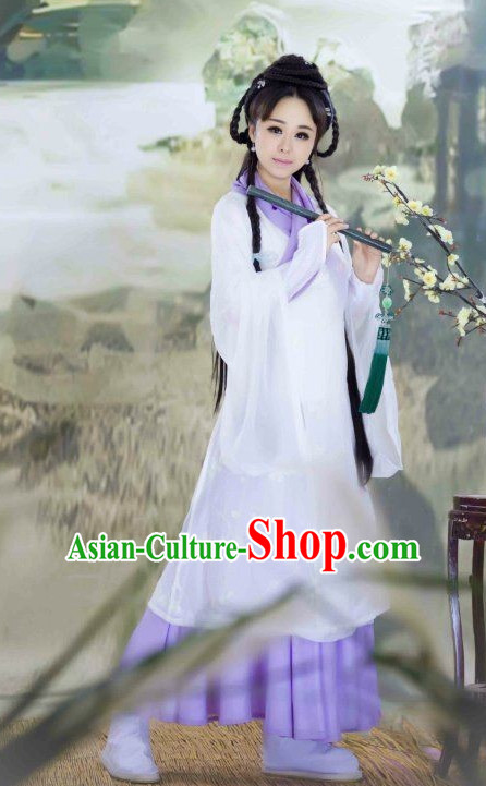 White Chinese Female Poet Costumes