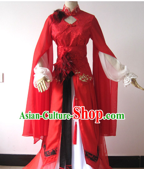 Traditional Chinese Red Bridal Wedding Costumes