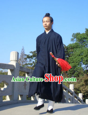 Chinese Dark Blue Taoist Clothing for Men
