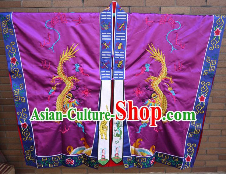 China Purple Wudang Mountain Taoist Long Robe Complete Set for Men