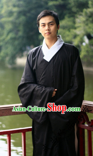Black China Traditional Taoist Clothing Complete Set for Men