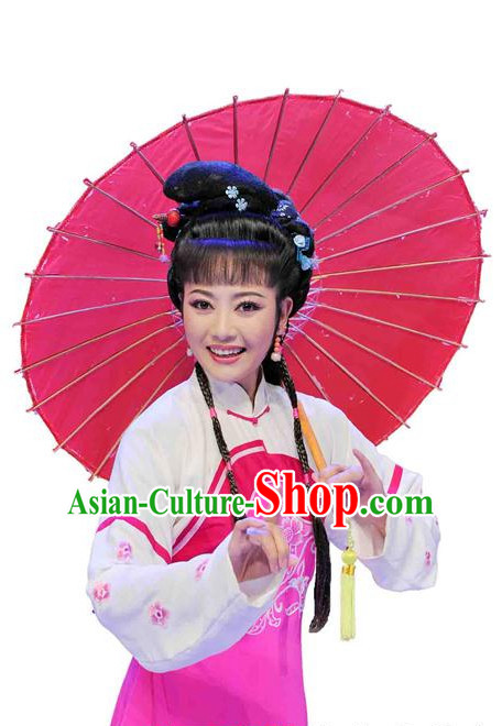 Traditional Chinese Theatrical Black Long Wigs and Accessories