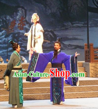 Chinese Traditional Dresses Theatrical Costumes Ancient Chinese Hanfu Prime Minister Blue Costumes