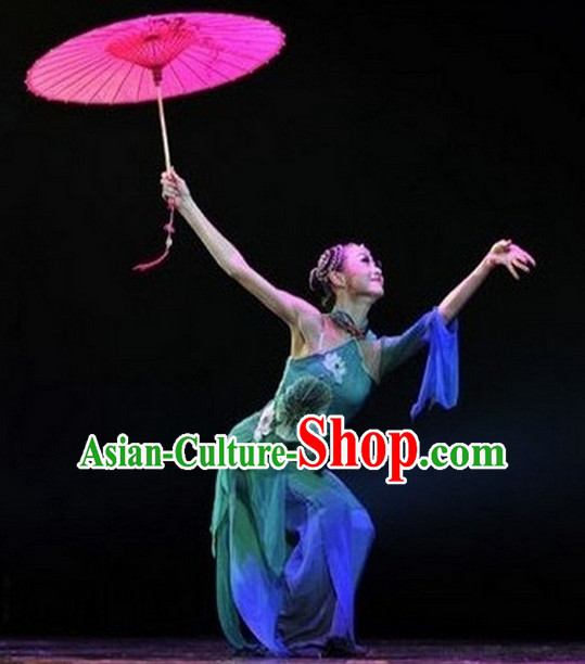 Chinese Umbrella Classical Dancing Costumes Complete Set for Women