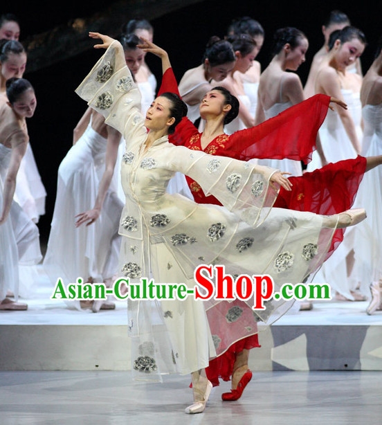 White Chinese Classicial Dancewear Complete Set for Women