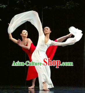 Pure White Chinese Long Sleeves Dancing Costumes for Women or Men