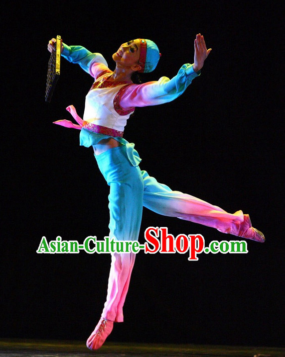 Asia Fashion Chinese Tea Boy Dance Costumes Dance Apparel and Hat Complete Set