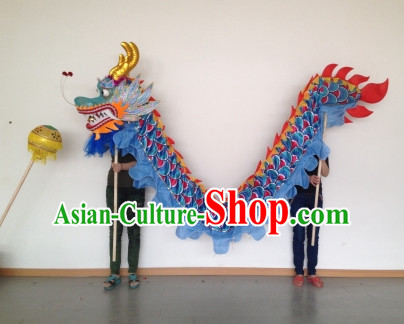 Blue Competition and Parade Dragon Dance Costumes Complete Set for Four People