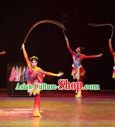 Chinese Opera Stage Dancewear Costumes and Hair Accessories Complete Set for Women