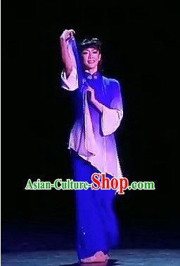 Stage Performance Chinese Folk Handkerchief Dance Costumes Complete Set for Women