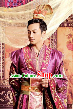 Top Chinese Wedding Dress Bridal Bridegroom Costumes Attire and Coronet Complete Set for Men