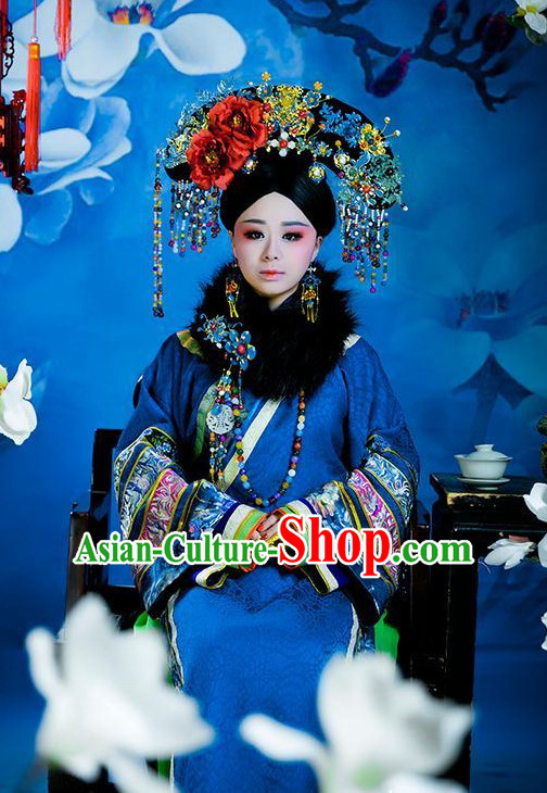 Chinese Qing Dynasty Empress Clothes Outfits Attire Complete Set for Women