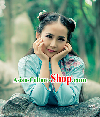Chinese Traditional Blue Mandarin Clothes for Women